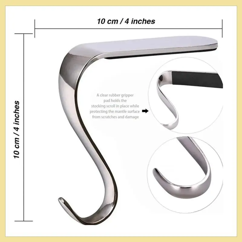 TTKK-크리스마스 스타킹 홀더 크리스마스 벽난로 걸이 후크 휴일 맨틀 화환 클립 금속 그립 4개 세트(골드) 내구성