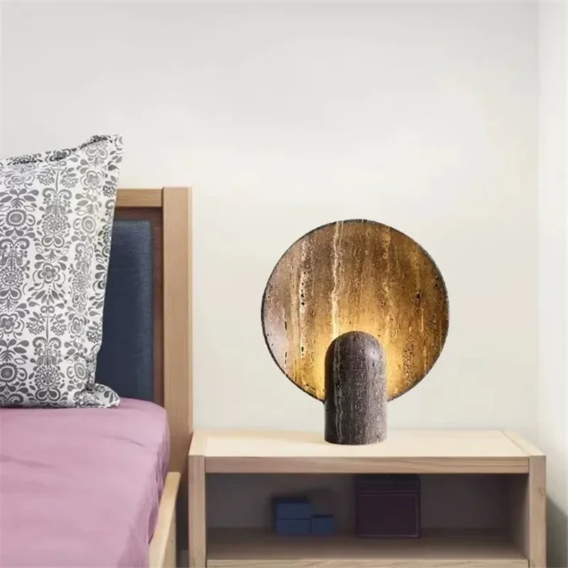 

Minimalist Luxury Desk Lamp Creative Cave Stone Table Lamp Living Room Brown Wabi Sabi Resin Lighting Bedroom Beside Lamp
