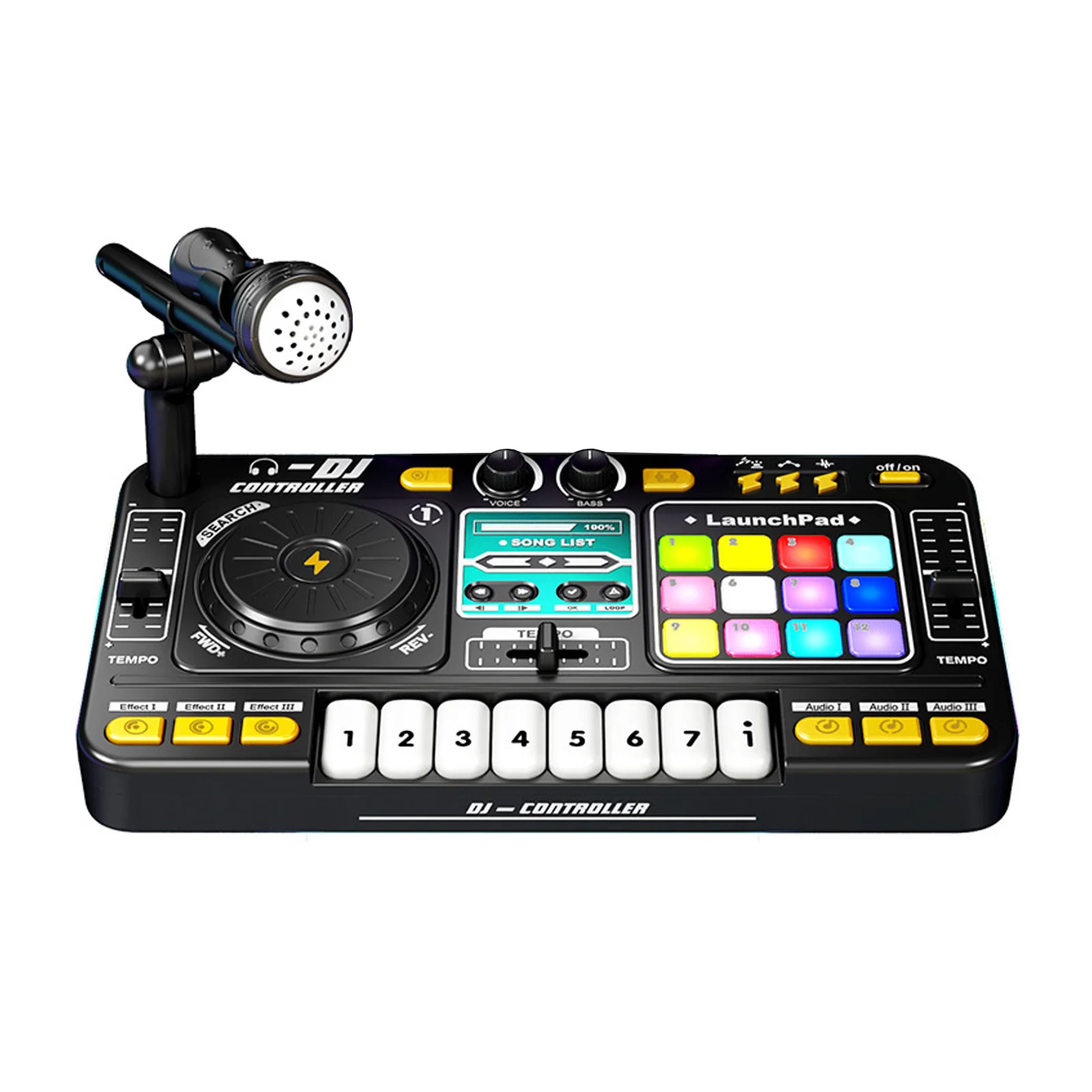 

DJ Controller for Kids DJ Disc Player Electronic Keyboard DJ Mixer Table with Microphone Dynamic Lighting Effects