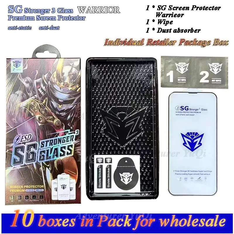 

Wholesale Retailer ESD Glass For iPhone 15 14 13 11 Pro Max Plus Screen Protector WARRIOR 12 Full Glue Tempered X XR XS 7 8