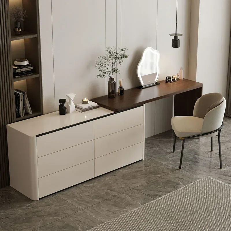 الزجاج الأعلى الغرور ماكياج كرسي صالون الأظافر مجموعة طاولة أثاث الفتيات الحديثة غرفة المعيشة غرفة نوم خمر الروطان Toaletka   خزانة