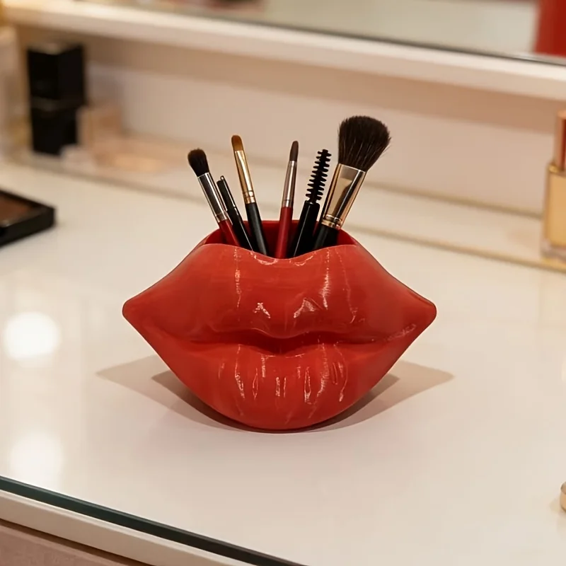 1 Piece Lip-Shaped Sculpture Decorative Storage Box—Love-Themed Art Ornament, Suitable for Home, Office, Bedroom, Bar, Hotel, Bathroom, Wedding, Valentine's Day, and Romantic Gift Settings