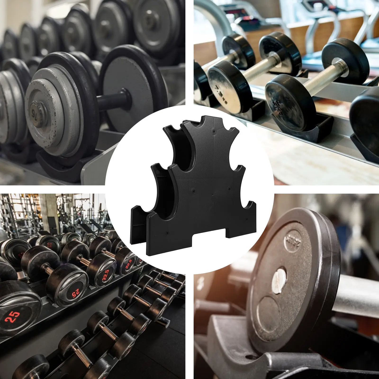 Three-Layer Dumbbell Rack Sturdy PP Material Lightweight Compact Storage Rack for Dumbbell Display Home Gym Weight Holder