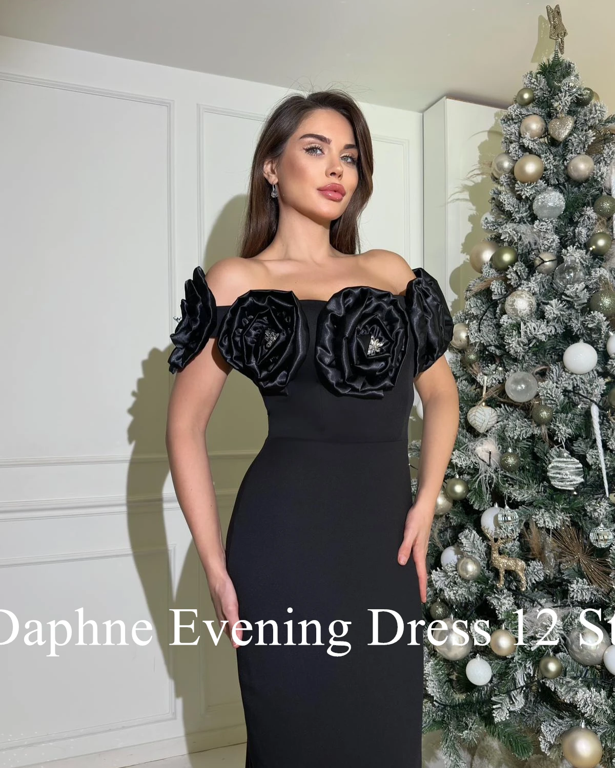 Aangepaste moderne off-the-shoulder bloemen kristal avondjurken luxe jersey korte mouwen vestido de festa vestido de noche