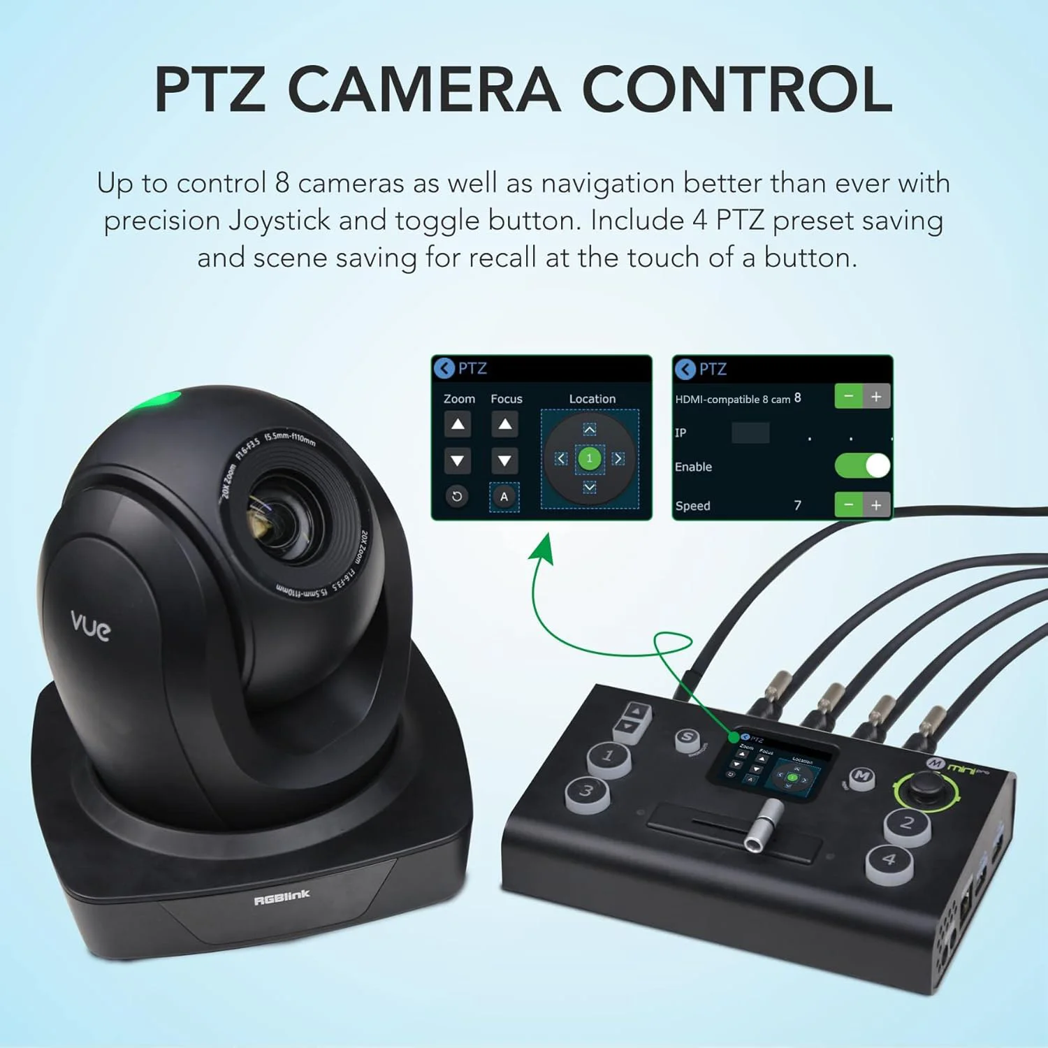 RGBlink Mini pro V3 Update version Video Switcher สําหรับที่ถ่ายทอดสดออกอากาศคอนเสิร์ต 1080p60 Studio Mini Switcher