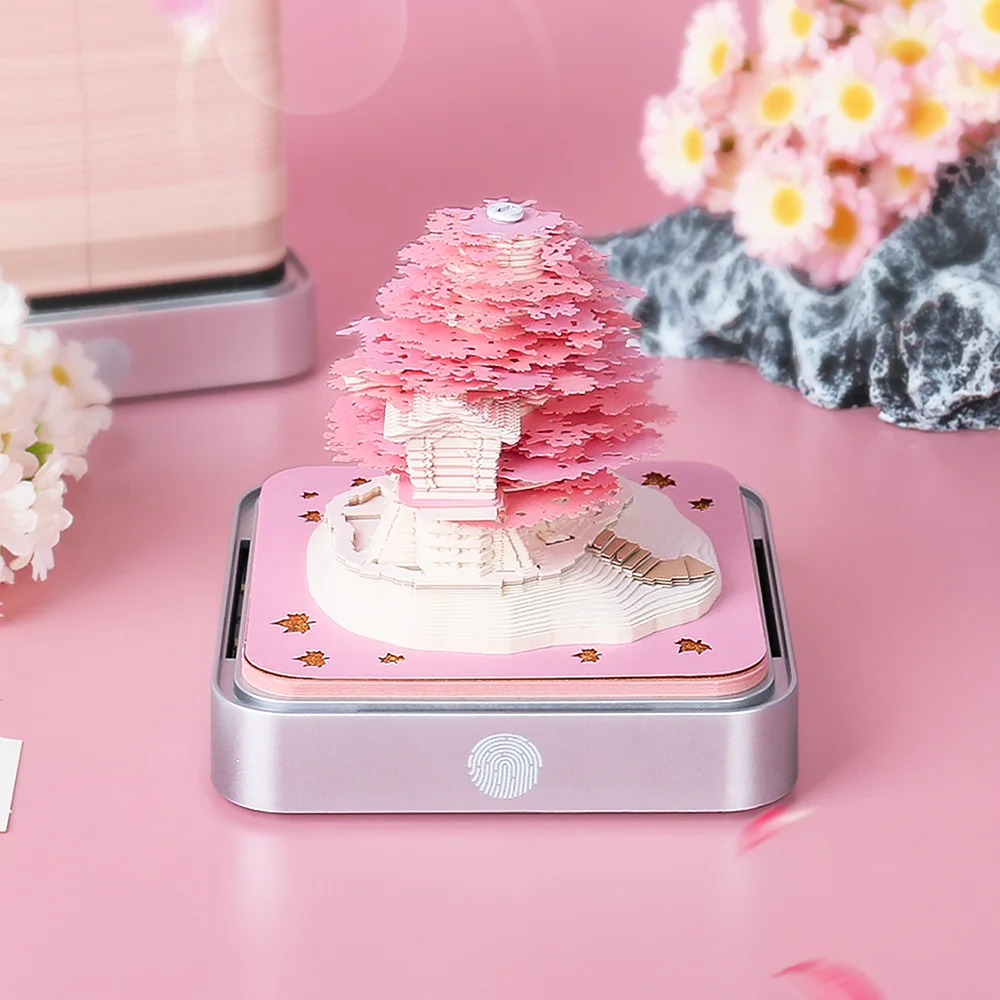 3D Omoshiroi Block Memo Pad Notepads Magical Calendar Magic Castle Sakura Tree Sticky Note Luxury Novelty Gift Items