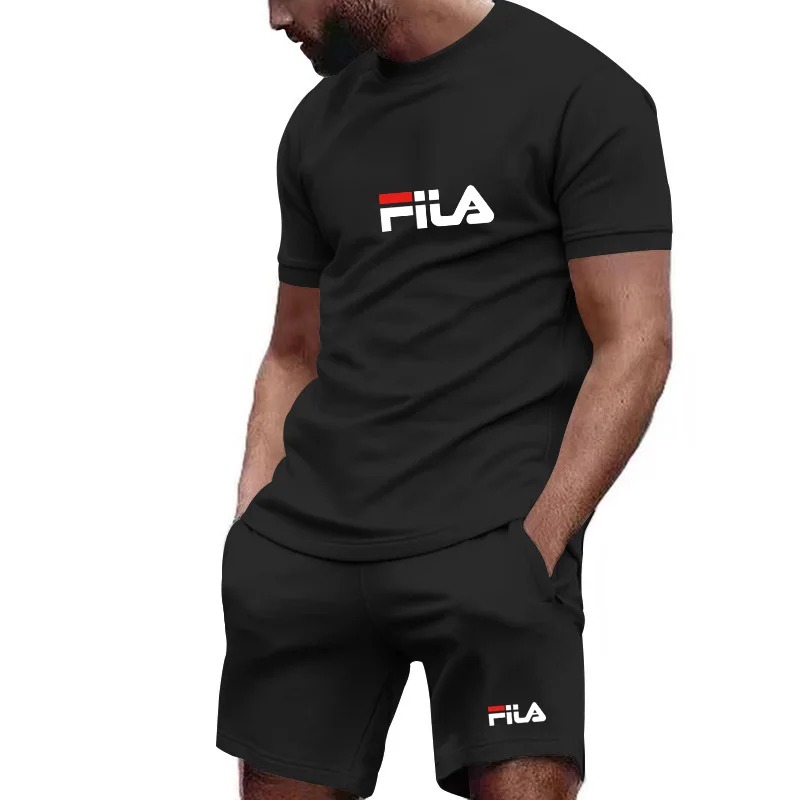 Men's Summer Casual Sports Two-Piece Set - Short-Sleeve Breathable Quick-Dry T-Shirt And Shorts for Outdoor Running Fitness