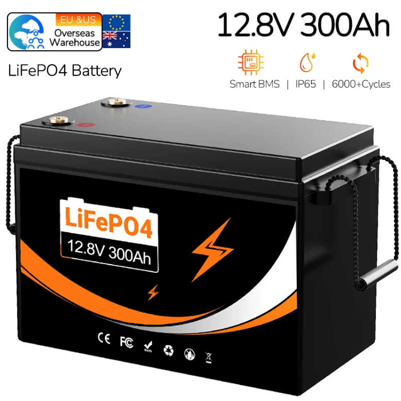 300AH LiFePO4 Battery 12V 100AH Lithium Iron Phosphate  for RV Campers Golf Carts Off-Road Vehicles Solar Wind Energy Storage Rechargeable Power Solution NO Charger