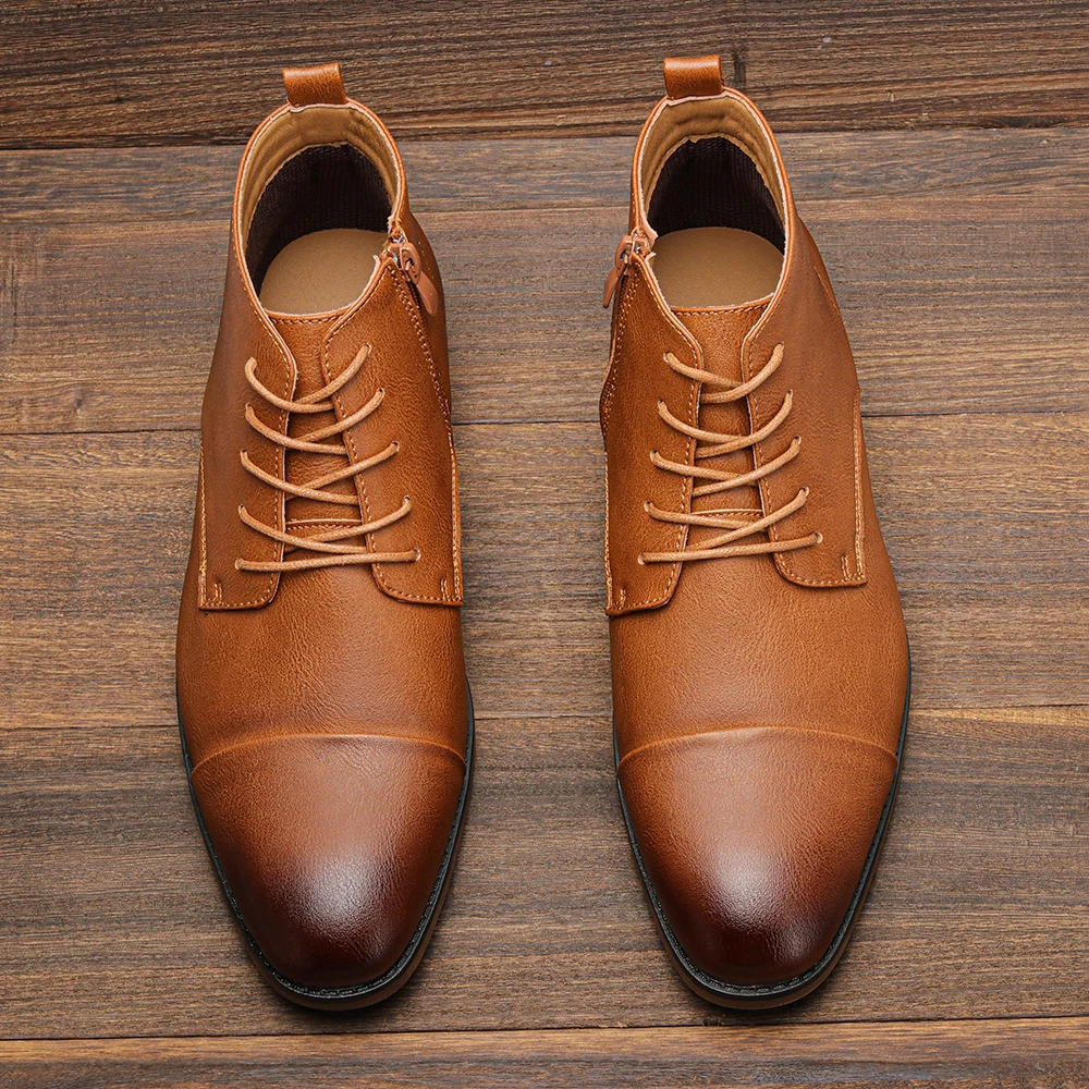 American style men\'s boots 2024 Fashion Brand Comfortable Men\'s Ankle Boots