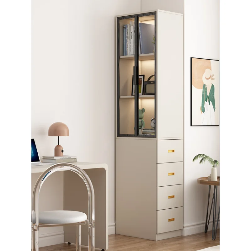 Corner Narrow Cabinet Bookcase  Pull  Crack  Storage  Locker