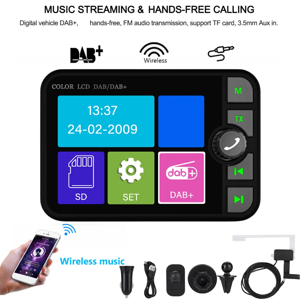 DAB/DAB+ Radio Receiver 2.4 Inch LCD Bluetooth MP3 Player FM Radio Car Digital Signal Broadcast Radios Only for Europe Australia