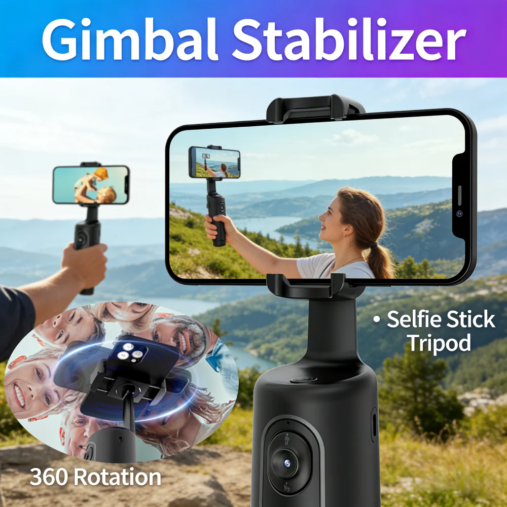 

Интеллектуальный стабилизатор для смартфона, вращение на 360°, ручной стабилизатор, палка для селфи, штатив для живой фотографии