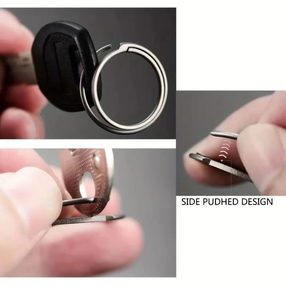 4pcs Ultra-light Titanium Alloy Key Ring Metal Hard Side Pushing Rings DIY Accessories Keyfobs Crafts Key Chain Pendant Gift