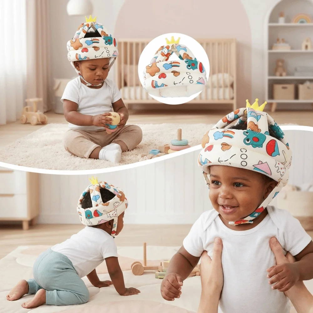 Soft Baby Safety Helmet Breathable Mesh Adjustable Head Protector Hat Lightweight Comfortable Toddler Hat Fall Prevention