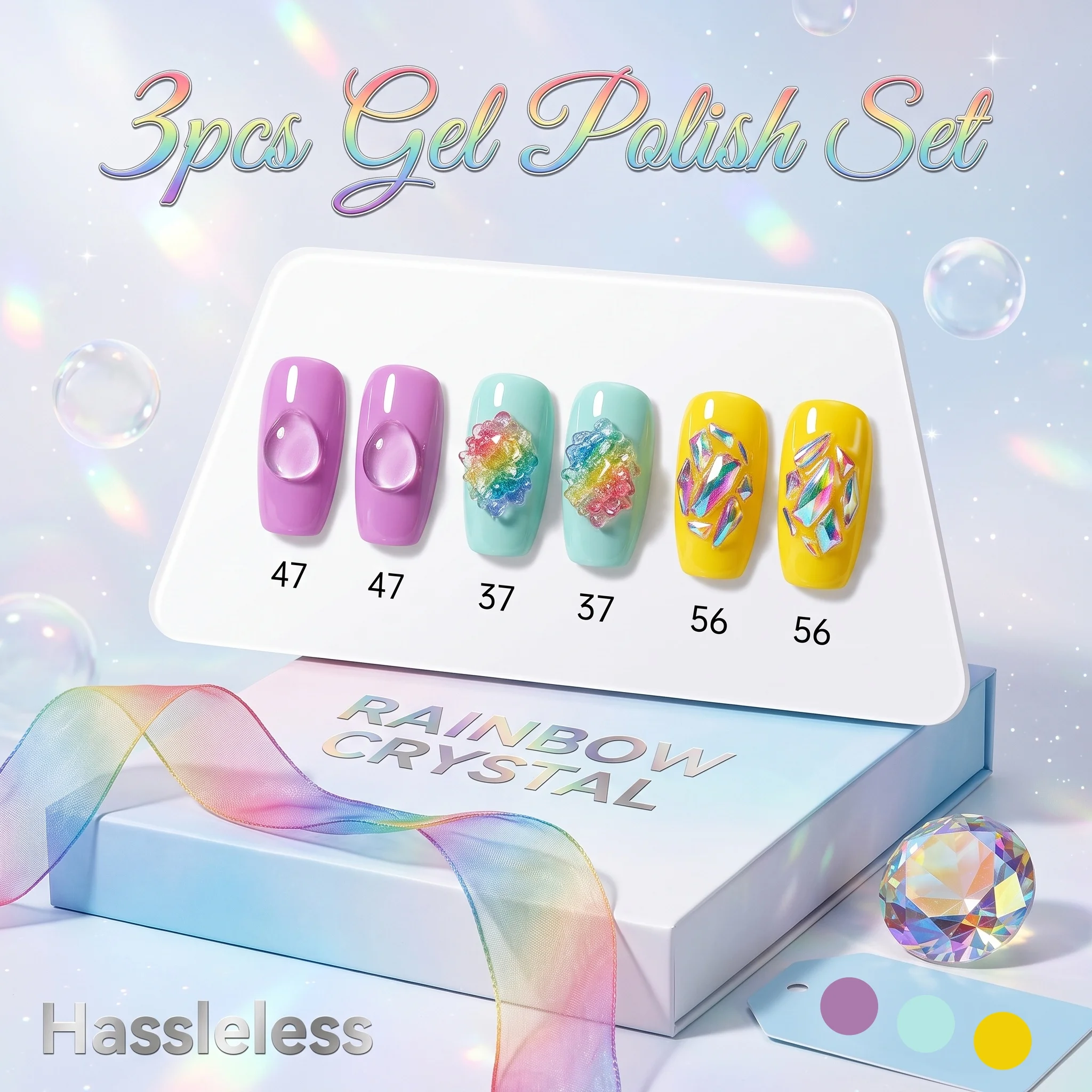 Hassleless 3Pcs Macaron Three-Color Set, Energetic and Everyday Style, Durable and Long-Lasting, Suitable for Home DIY Nail Art Salon Gel Nail Art Design