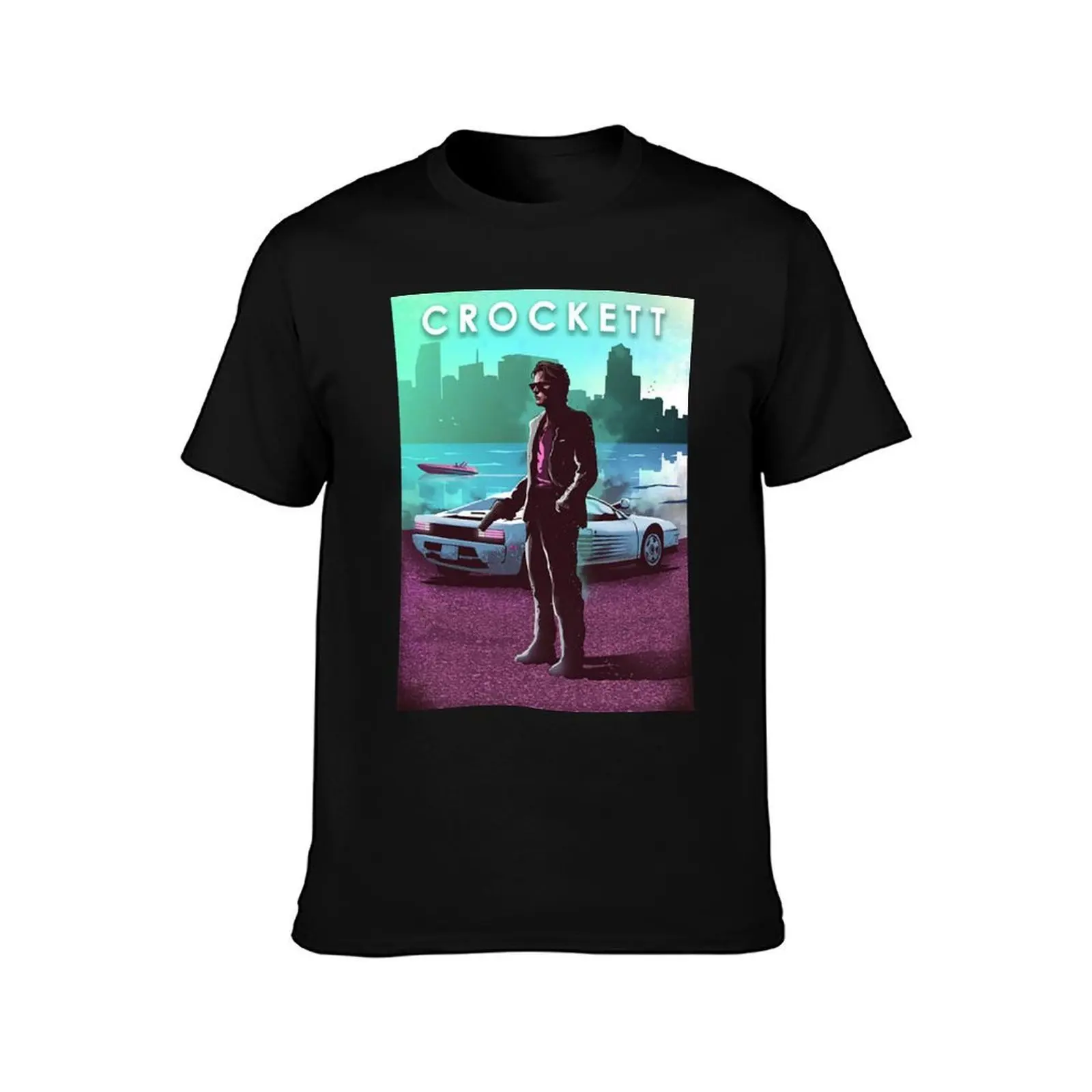 Sonny Crockett - Miami Vice - Testarossa - Car Legends T-Shirt Abstract Pattern Print Top T-Shirt