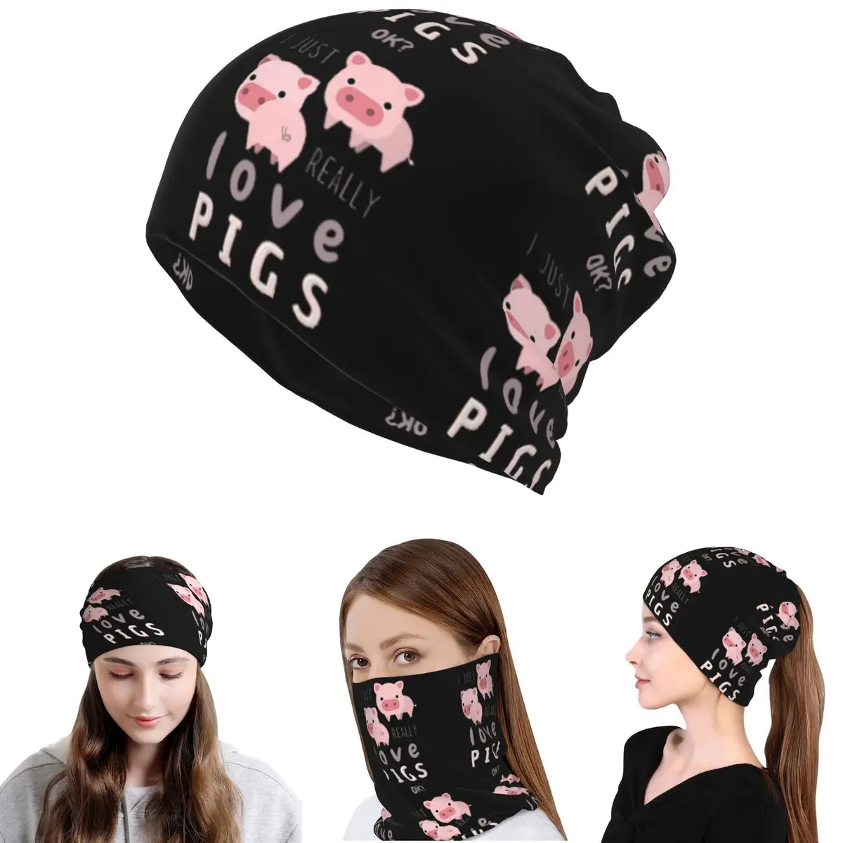 

Funny Pigs For Pig Lovers Bandana Neck Gaiter Wrap Scarf Multifunction Cycling Scarf Beanies Hat Unisex Adult Washable