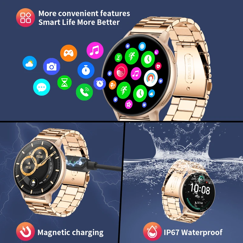 Lige 2024 novo esporte feminino 1.39 "relógio smartwatch hd bluetooth música resposta rejeitar chamadas smartwatch à prova dwaterproof água dos homens para android ios