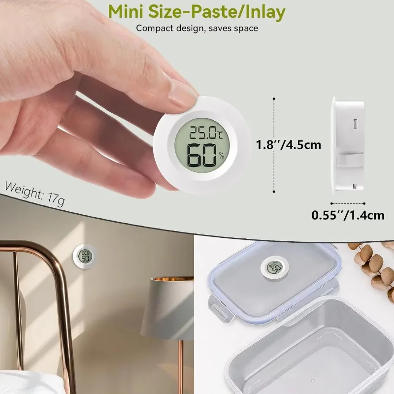 NEUES Mini-Hygrometer-Thermometer mit Fahrenheit- oder Celsius-Anzeige, Digitaler LCD-Monitor für Innenräume, Runder Feuchtigkeits- und Temperaturmesser – Detail 7