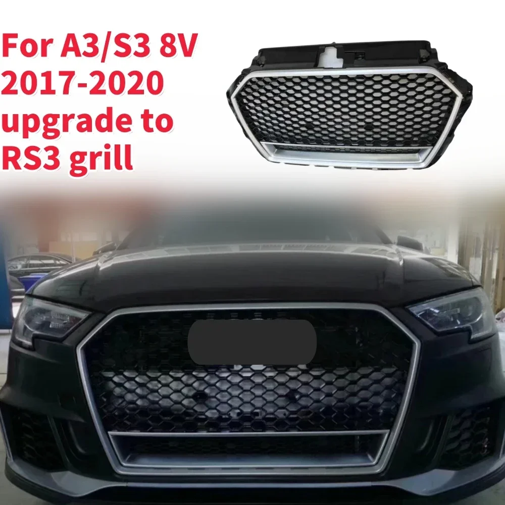 Racing Grills Front Hood Grille Car Front Bumper Grill Center Grille for RS3 Grill for A3/S3 8V 2017-2020