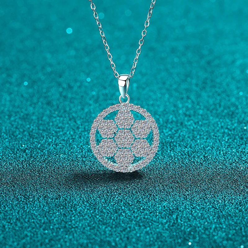 

1.185ct S925 Silver Geometric Snowflake Pendant Necklace Collarbone Chain Premium Delicate Minimalist Ins Style GRA Gift Box