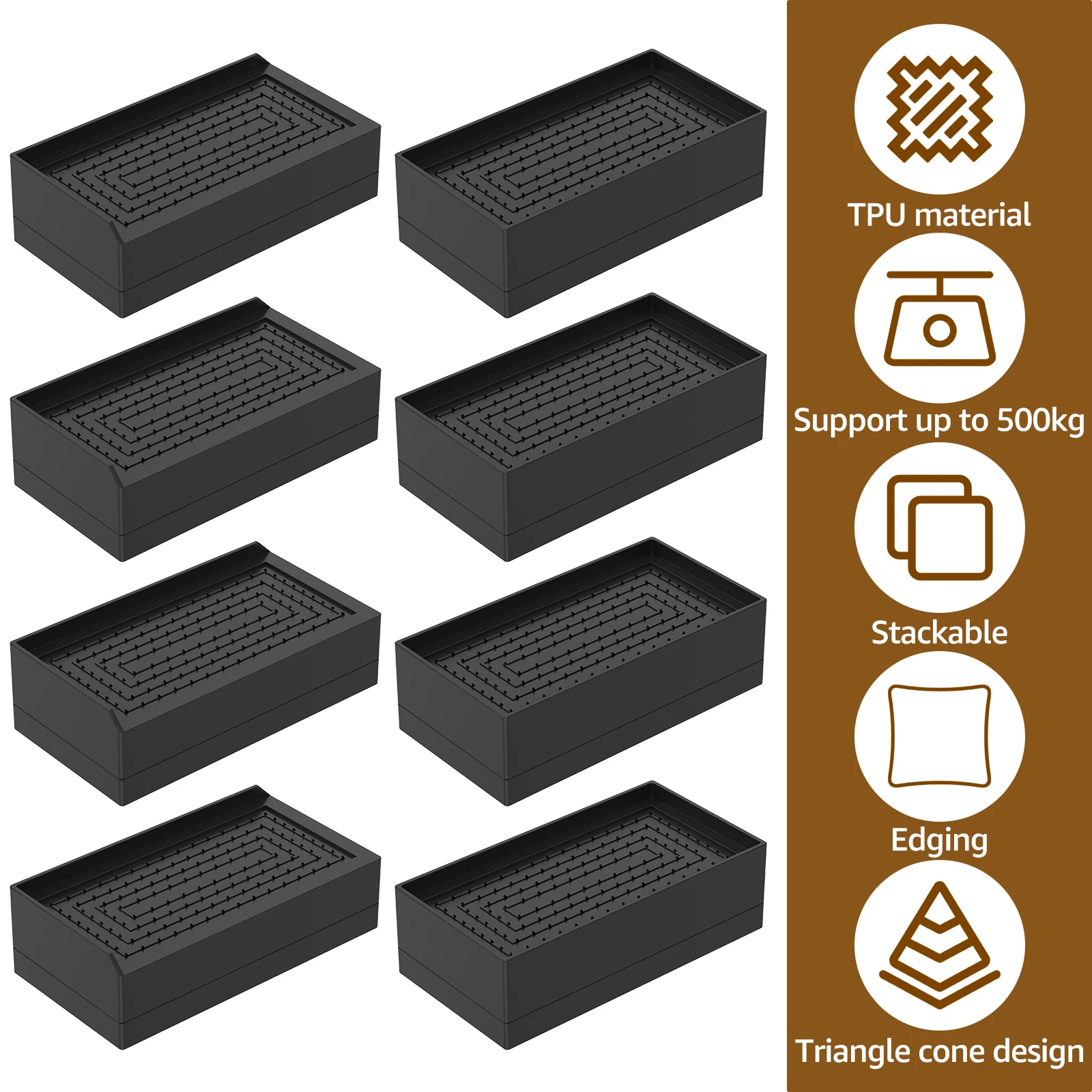 

4 шт. подъемники для кровати, штабелируемые подъемники для мебели, Нескользящие подъемники с регулируемой высотой, подъемники для ног, подъемники для кровати, стола, дивана