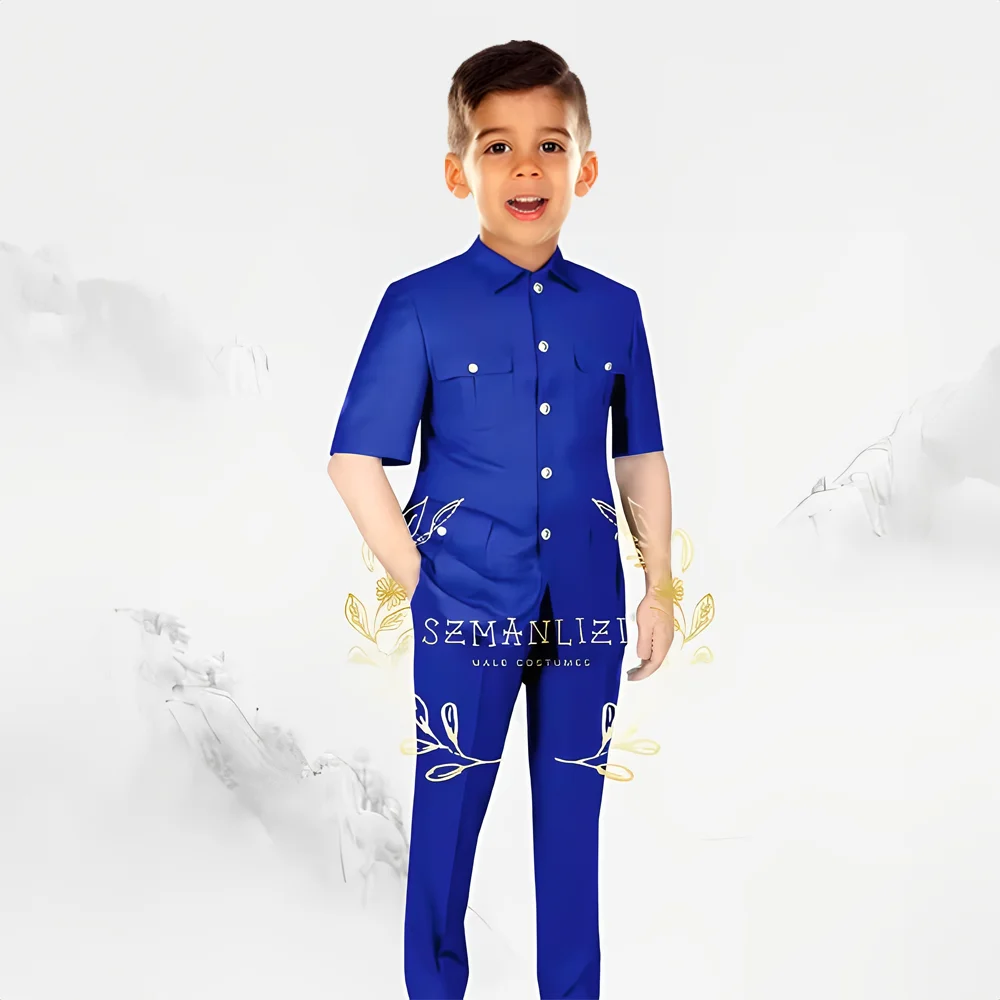 Tailor-Made Boy Suit 2 Pieces Classic Royal Blue Wedding Suit For Kids Slim Fit Tuxedos Costume Jacket Pant