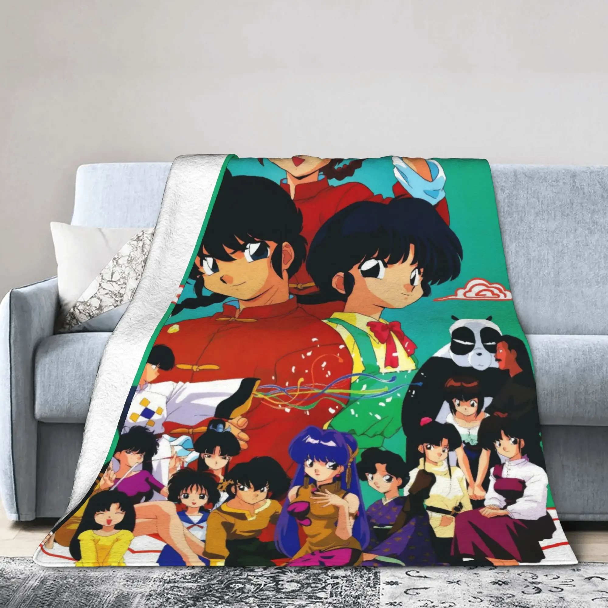 Ranma Japanese Anime Blanket Flannel Spring/Autumn  Breathable Super Warm Throw Blanket for Sofa Travel Bedding Throws