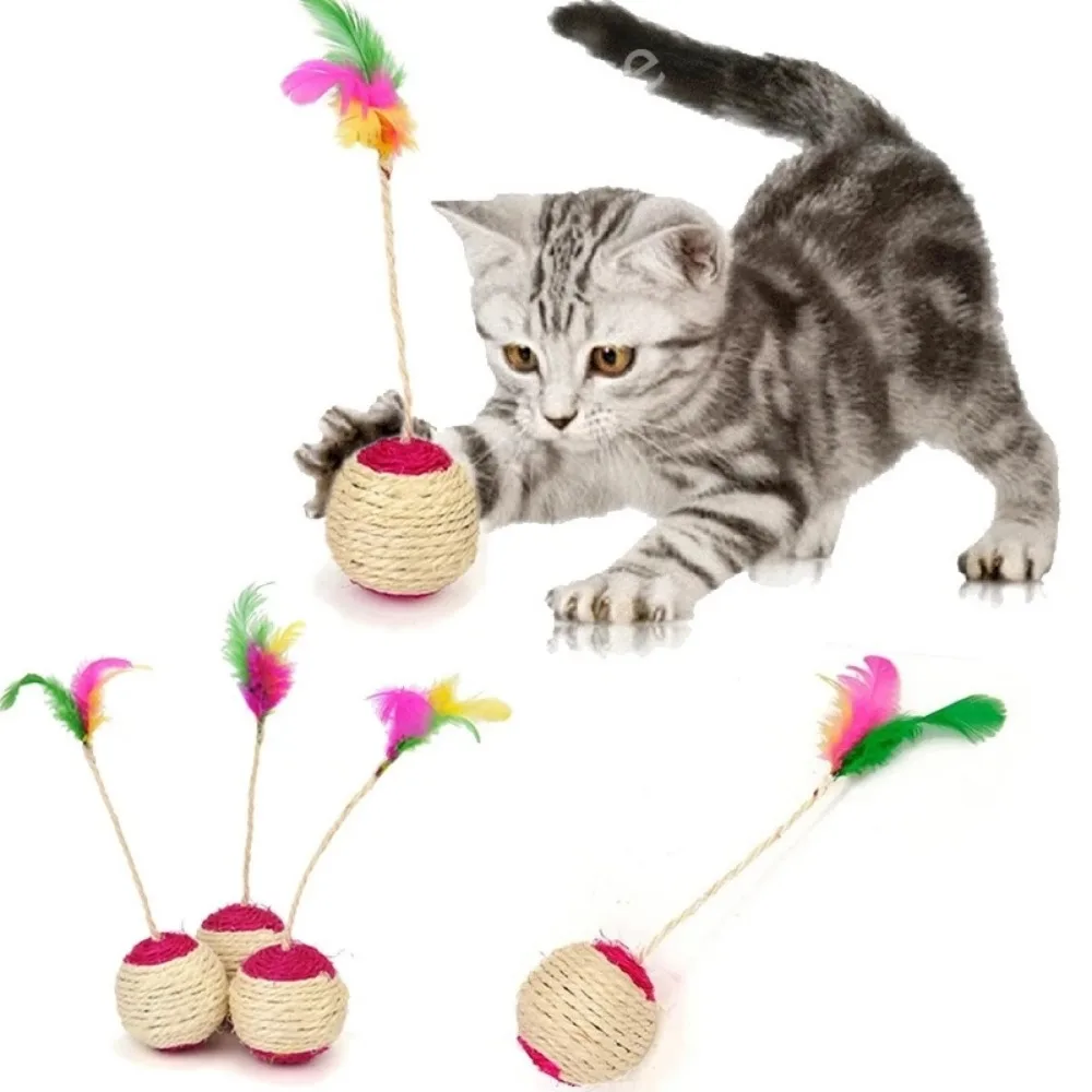 

Cat Toy Pet Cat Sisal Funny Play Feather Scratching Ball Training Interactive Toy for Kitten Chase Exercise Supplies Accessories