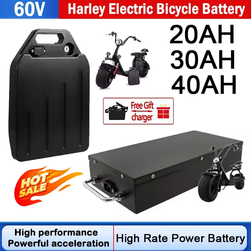 

100% New Harley Electric Vehicle 60V 40AH 30Ah/20Ah HARLEY Battery Pack 18650 Cell 300-1000W for CityCoco Scooter Bicycles, Etc.