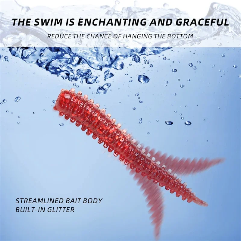 10 قطعة ديدان الرمل طعوم لينة العائمة محاكاة Millipede الصيد الطعوم لدغة مقاومة الدهون دودة القز لينة إغراء 52 مللي متر توبواتر الطعوم #3