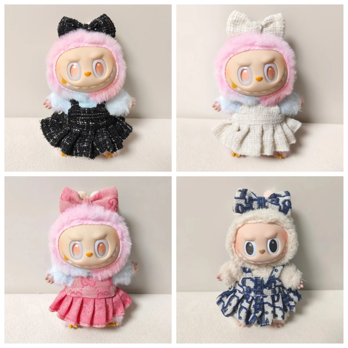 

For 15/17cm Labubus Mini Doll Luxury Clothing Set V1 V2 Bow Headband Dress Outfit Sitting Party Game Clothes Toys Accessories