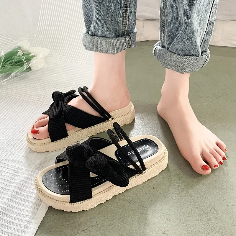 Sandias De Tacon Internet Hot Women Shoes Summer Fairy Style Improve Fashion Student Platform Roman Lady Sands Flat Shoe2024