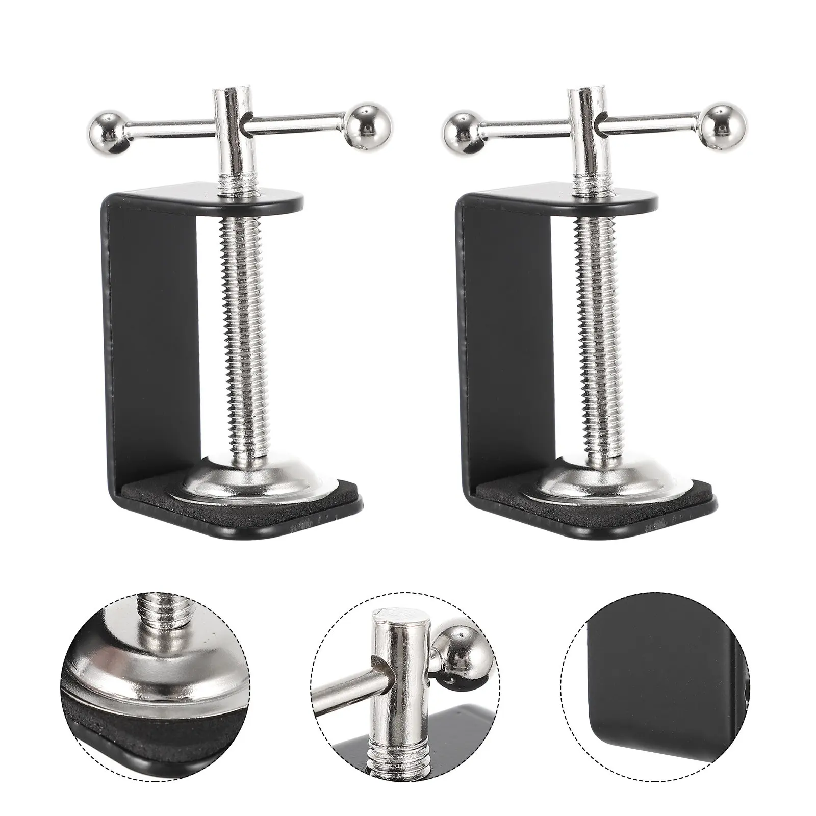 2Pcs Metal -Shape Table Mount Clamp Adjustable Desk Retaining Clips for Microphone Holder Studio Broadcasting