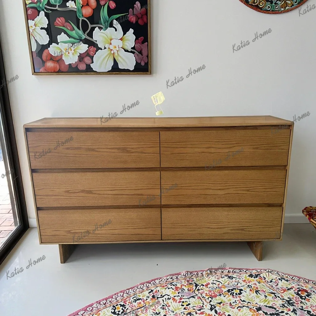 YJ Solid Wood Bedside Drawer Wooden Veneer Chest Cabinet High-end Storage Cabinet Living Room Chest Modern Corner Console Table