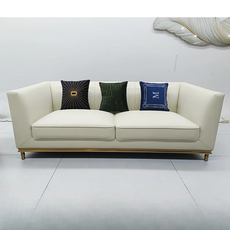 LMM light luxury leather sofa Hong Kong-style model room light luxury furniture American leather sofa