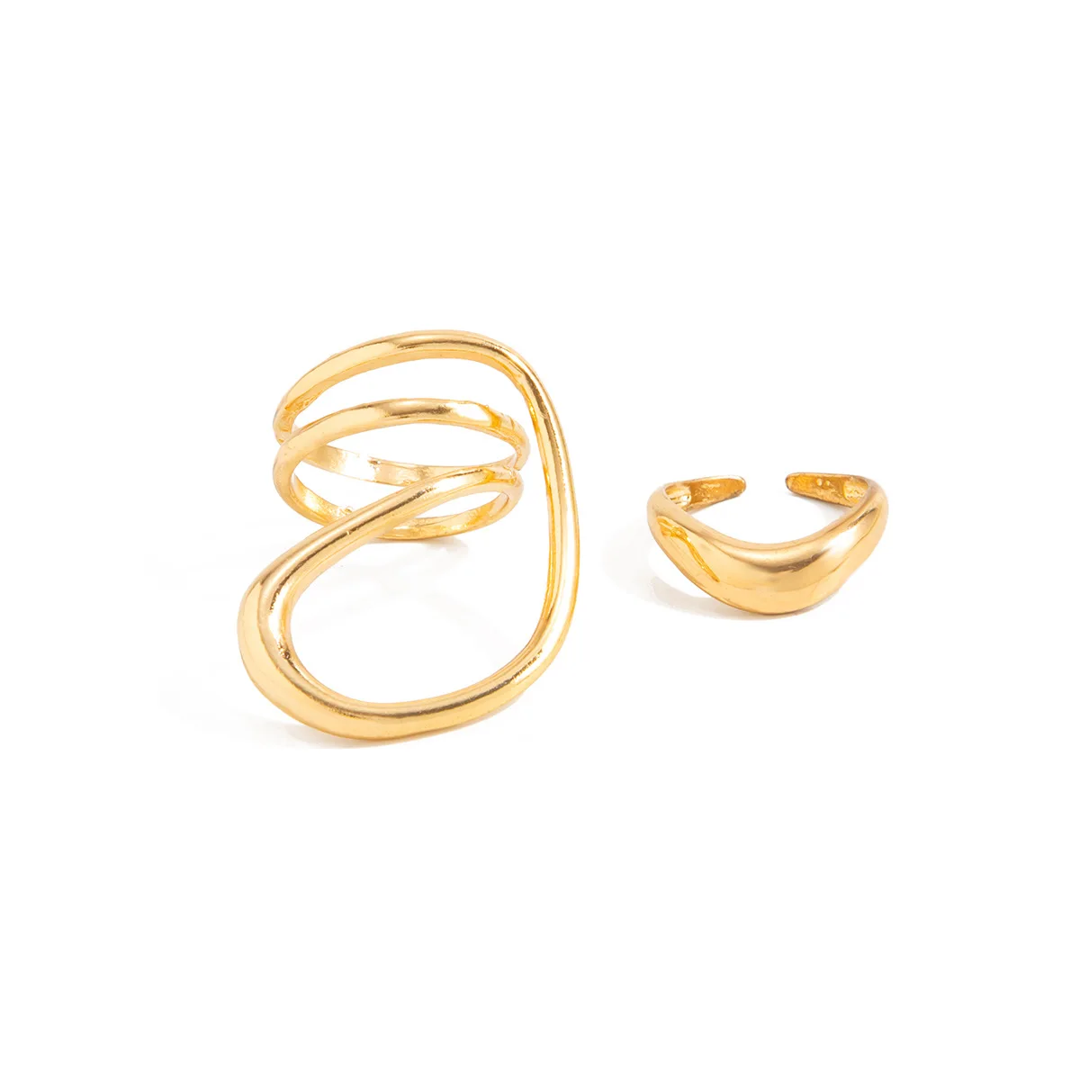 Gold Minimalist Irregular Toe Ring for Women Abstract Smooth Wrap Multi Layer Double Toe Rings Summer Beach Foot Jewelry view 5