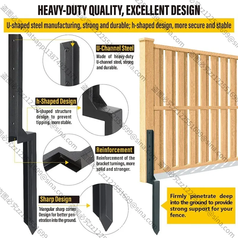Suitable for Repairing Piles Heavy-duty Steel Fence Posts Anchor, Used To Repair Inclined Damaged Wooden Fence Posts
