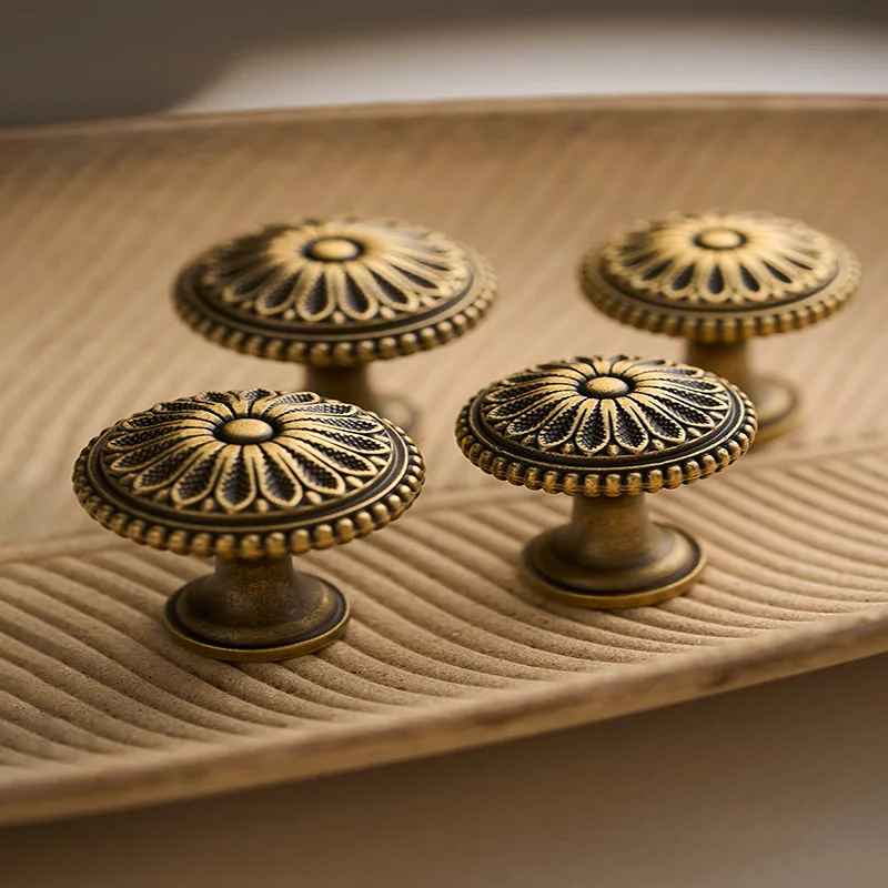 الفرنسية خمر النحاس خزانة الباب يسحب درج مقبض خزانة خزانة ثقب واحد النحاس النقي العتيقة البرونزية تسحب #6