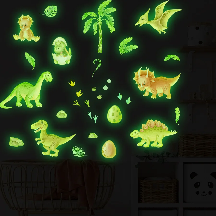 

Luminous Cartoon Dinosaur Era Wall Sticker for Kids Room Decals Glow in The Dark Removable Glowing Children's Bedroom Stickers
