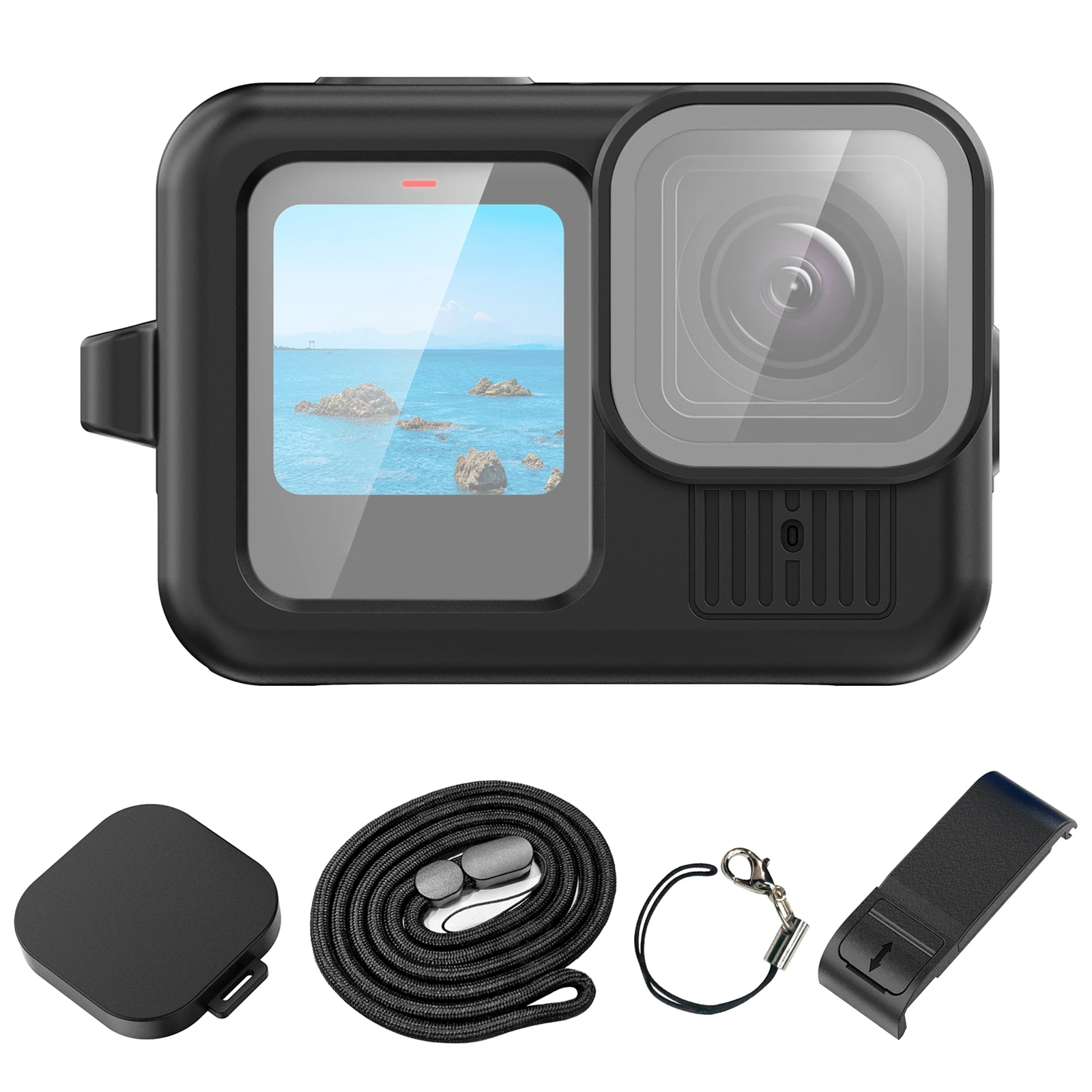 PULUZ Camera Accessories For GoPro HERO13 Black Silicone Protective Case ,Side Interface Cover ,Wrist Strap & Lens Cover