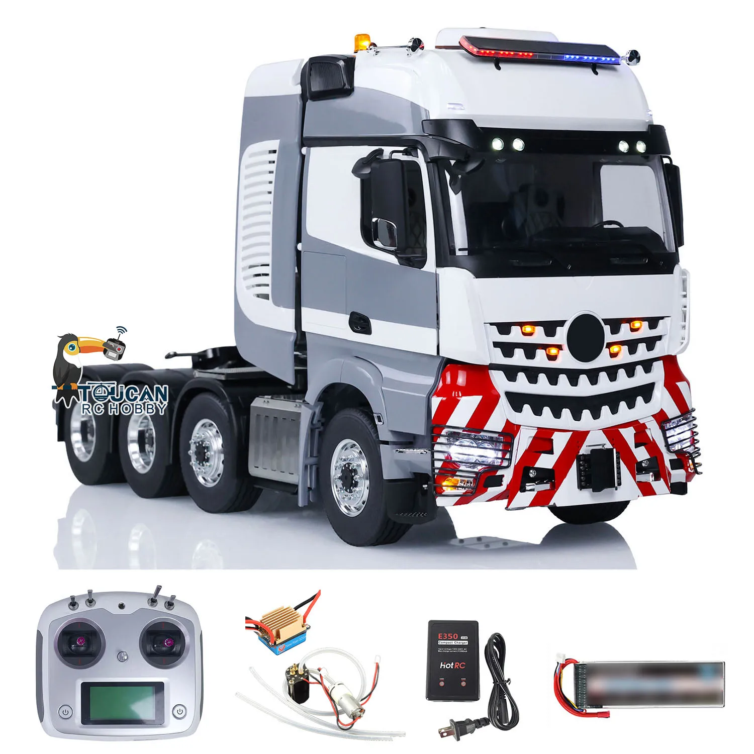 LESU RC 8x8 Tractor Truck RTR 1/14 Metal Chassis Liquid Crystal Display Light Sound Radio Control Car Model Toucanhobby THZH1751