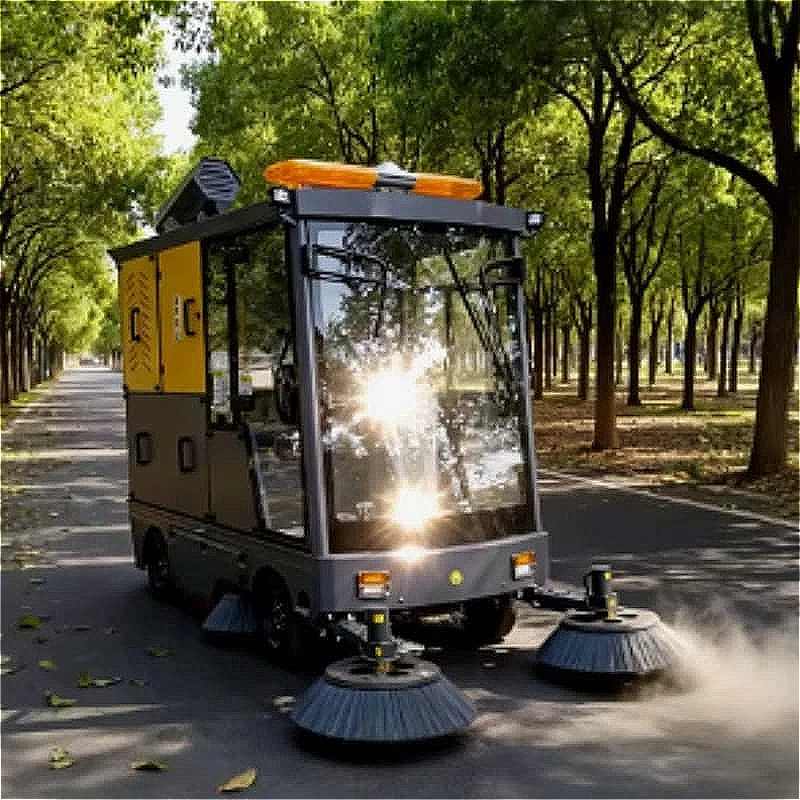 Electric Ride On Sweeper Industrial Floor Cleaning Machine  Parking Lot Street Warehouse Dust Collection 1300mm Width Customized