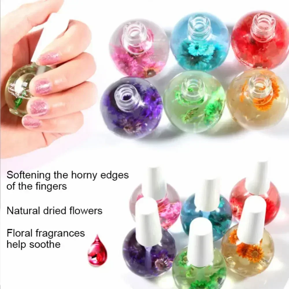 8 Flowers Nail Nutrition Oil,Moisturizing Dried Nutrient Nail Cuticle Oil ,Nails Care Repair Damaged Liquid Nail Art Design Tool