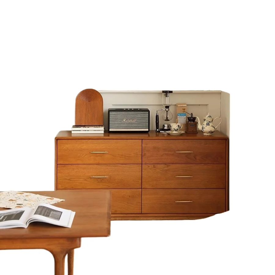 

North American solid wood cherry wood six-chest cabinet, bedroom small apartment, living room entrance storage