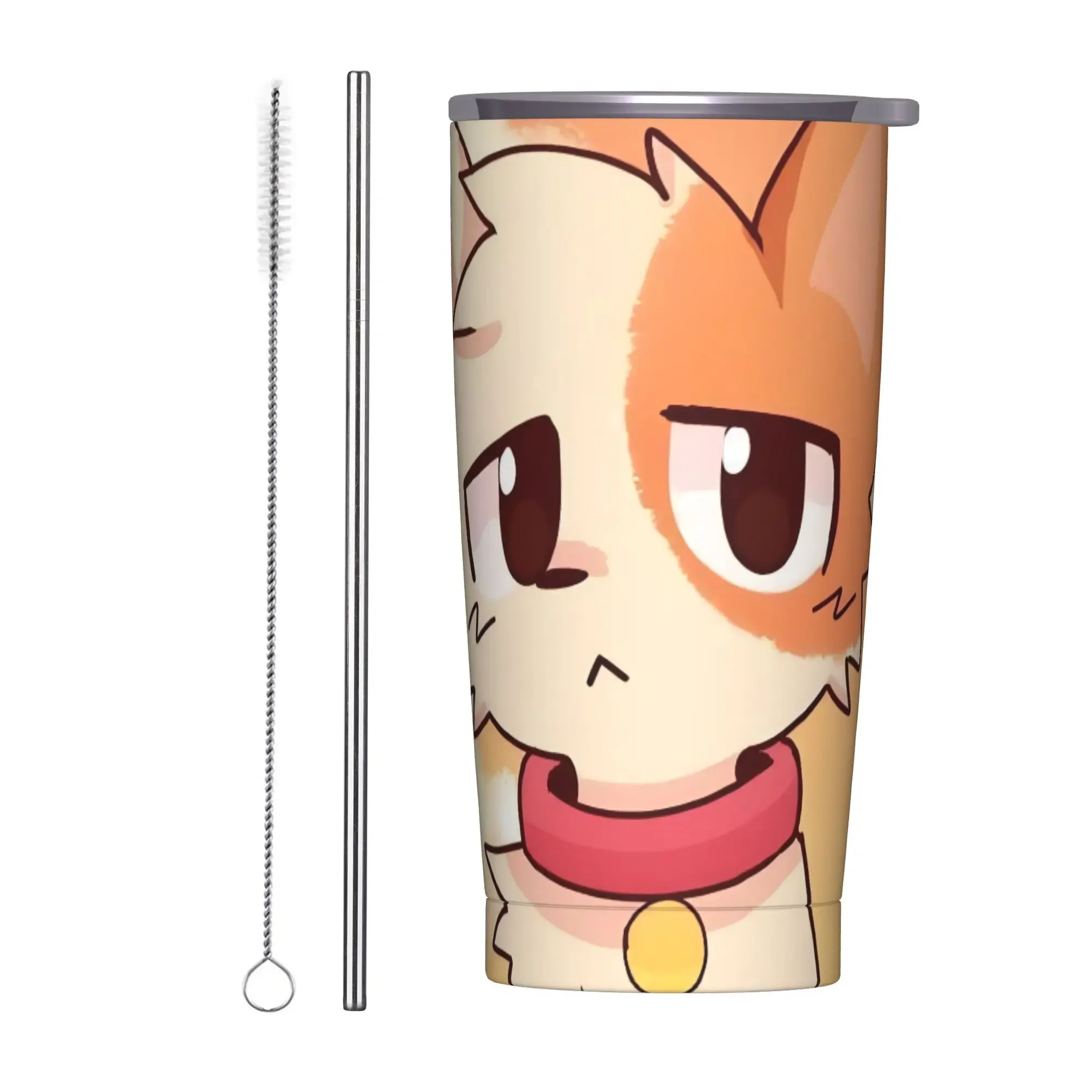 Boykissers Silly Cat Insulated Tumbler with Straws Cartoon Vacuum Thermal Mug Office Home Spill Proof Cups, 20oz