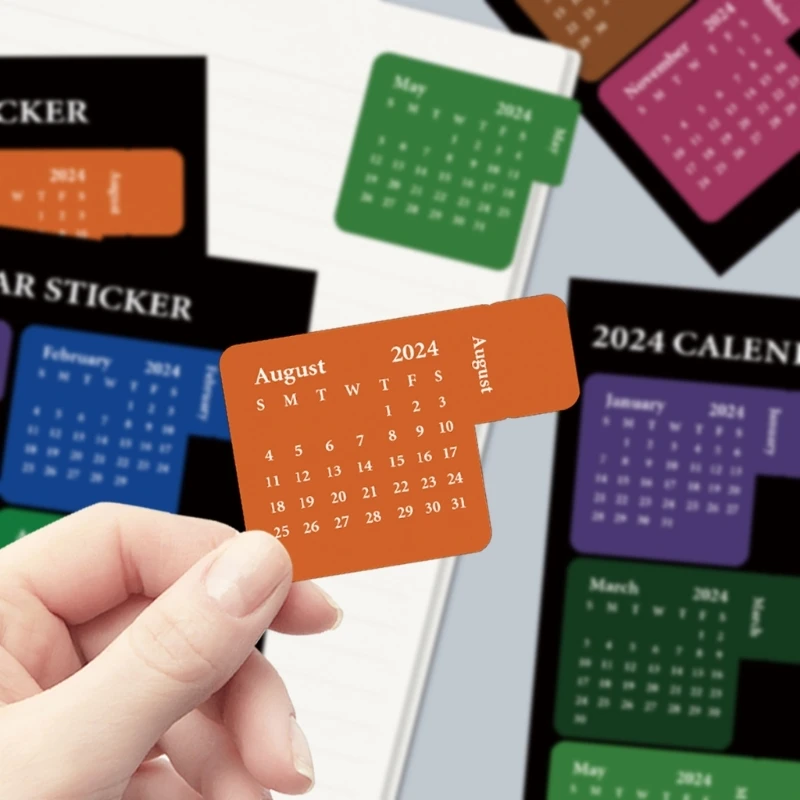 2024 Maandelijkse Kalender Stickers Kleurrijke Index Label Planner Divider Etiketten 12 Maanden Index Stickers voor DIY Planner