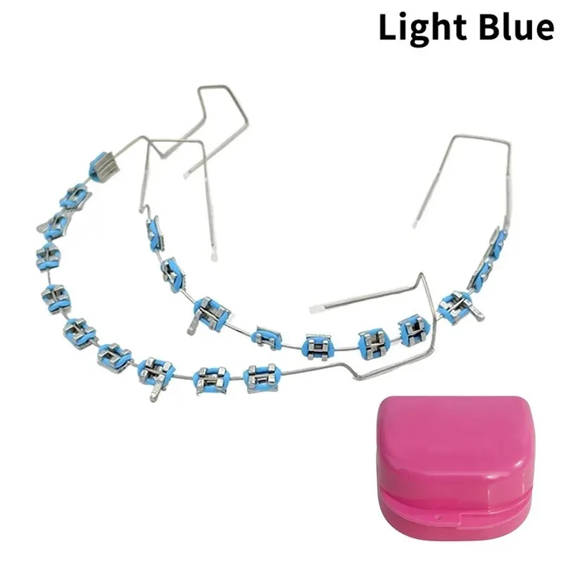 New 1 Pair Colorful Temporary Tooth Decoration with Box, Metal Wires Orthodontic Ligature Ties & Fake Braces Brackets Quality