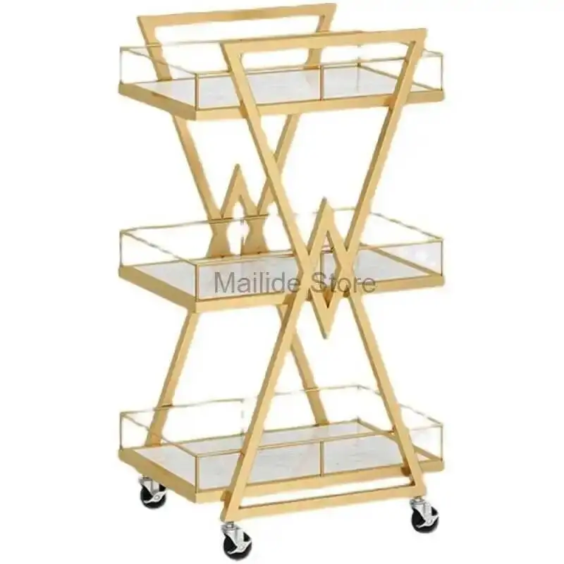 

Simple Rack Salon Iron Wrought Trolleys Manicure Tool Trolley Modern Salon Furniture Home Multi-layer Storage Rack with Wheels