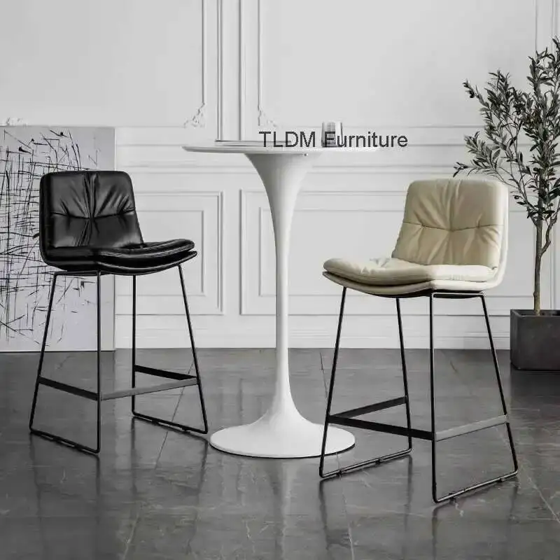 

Chairs Waterproof Bars Nordic for Metal Bar Back Thick Cushion High Stool Light Luxury Simple Household Bar Chair for Cafe